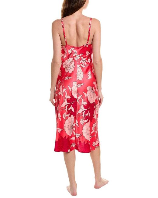 N Natori Red Venetian Slip Dress