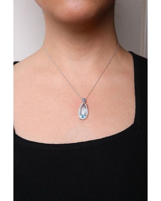 Haus of Brilliance Blue Colorful Gemstones 18K 14.17 Ct. Tw. Diamond & Topaz Pendant Necklace