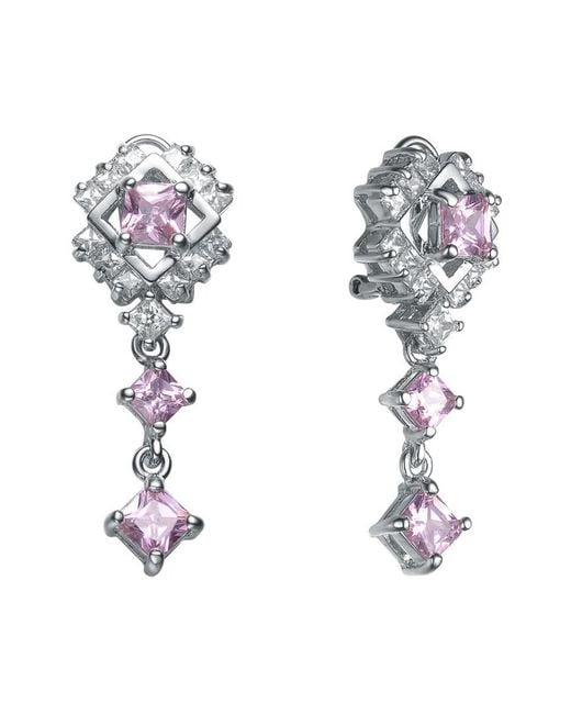 Genevive Jewelry White Silver Cz Drop Earrings