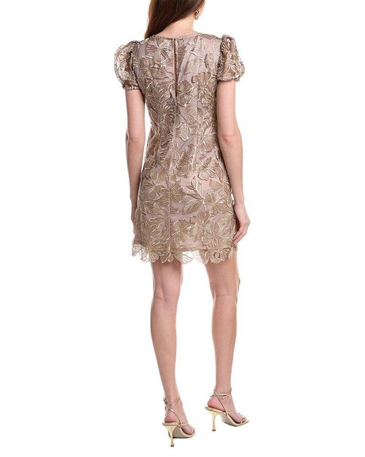 Adrianna Papell Black Floral Embroidered Shift Short Dress