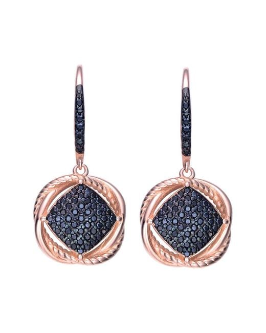 Genevive Jewelry Blue 14k Rose Gold Vermeil Cz Round Drop Earrings