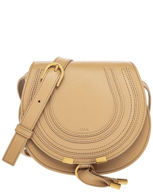 Chloé Natural Marcie Small Leather Saddle Bag