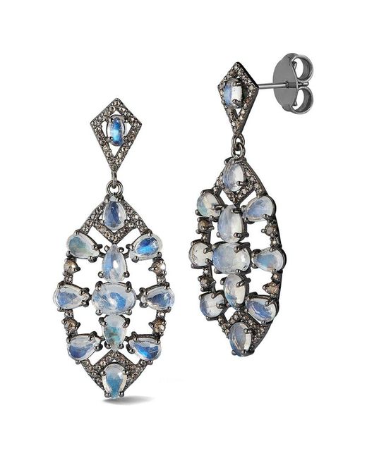 Banji Jewelry White Silver 1.10 Ct. Tw. Diamond & Lavender Quartz Drop Statement Earrings