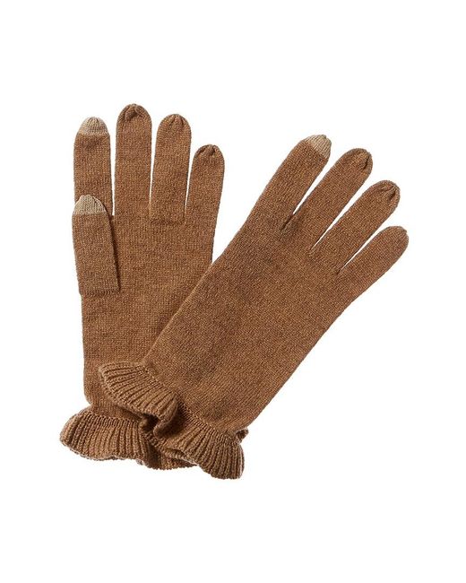 Forte Brown Ruffle Cashmere Gloves