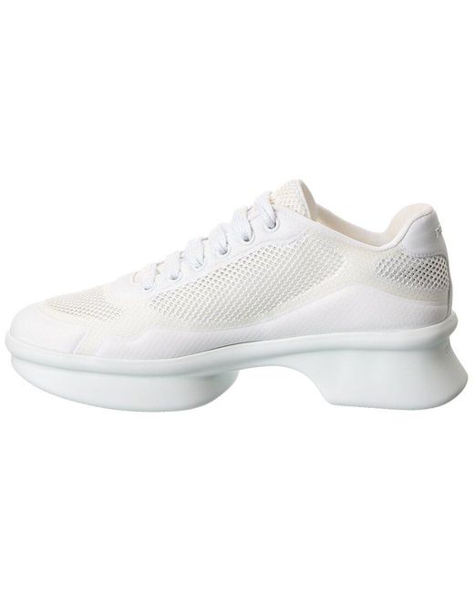 Prada White Mesh & Leather Sneaker