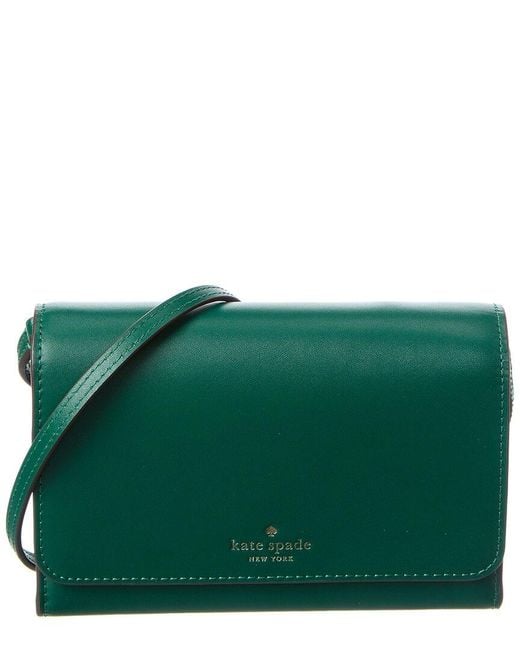 Kate Spade Green Kerri Smooth Leather Small Flap Wallet On A String