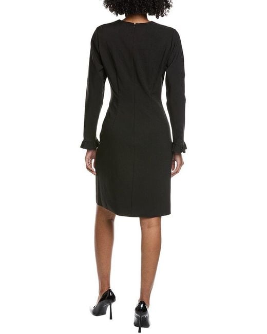 Mikael Aghal Black Solid Midi Dress