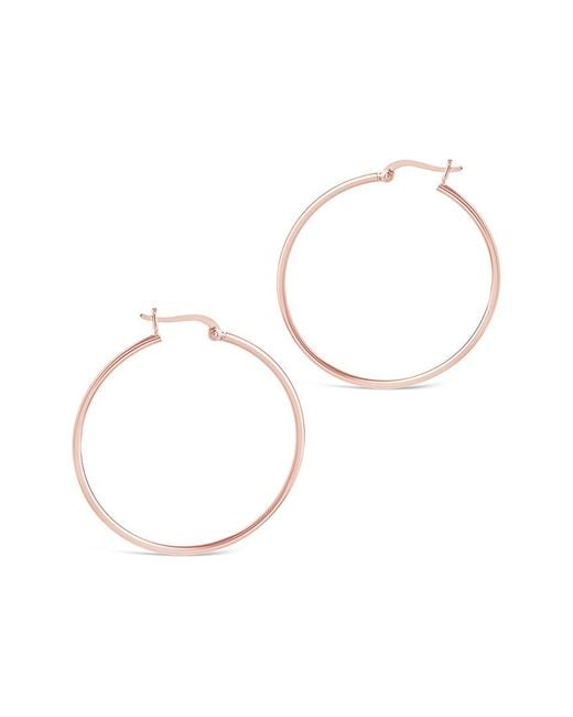 Sterling Forever White 14k Rose Gold Vermeil Hoops