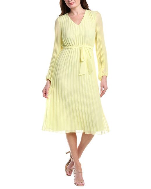 Sam Edelman Yellow Accordion Pleated Midi Dress