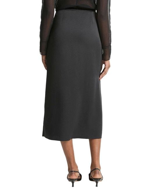 Vince Black Velvet Trim Side Slit Skirt