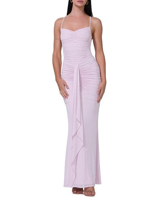 AFRM Purple Azula Ruched Front Halter Dress