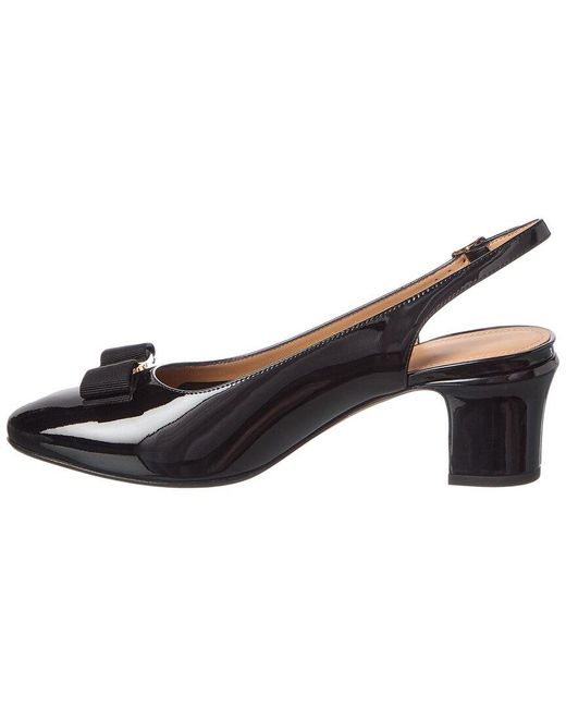 Ferragamo Black Vara Bow Patent Slingback Pump