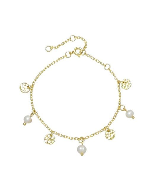 Adornia Metallic 14K Plated Freshwater Pearl And Coin Charm Bracelet