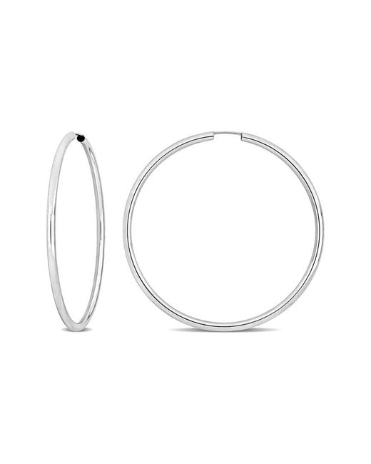 Italian Gold White 14K Hoops