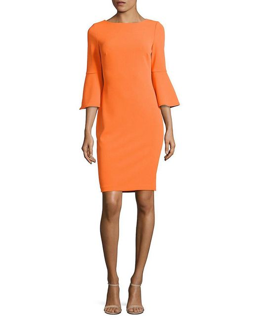 Calvin Klein Orange Bell-sleeve Sheath Dress