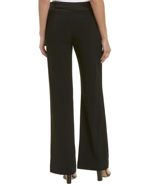 Jonathan Simkhai Black Satin Combo Front Slit Pant