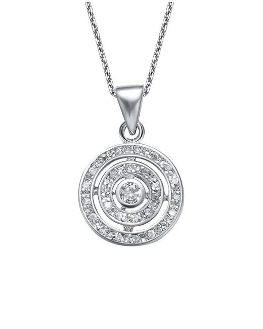 Genevive Jewelry White Silver Cz Pendant