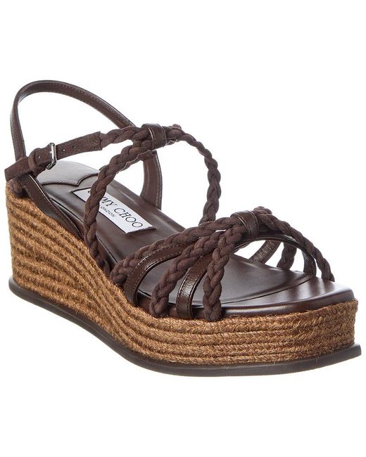 Jimmy Choo Metallic Nyra 60 Suede & Leather Wedge Sandal