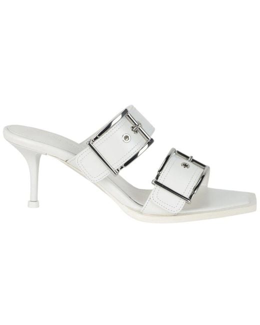 McQueen Metallic Double Buckle Punk Leather Mule