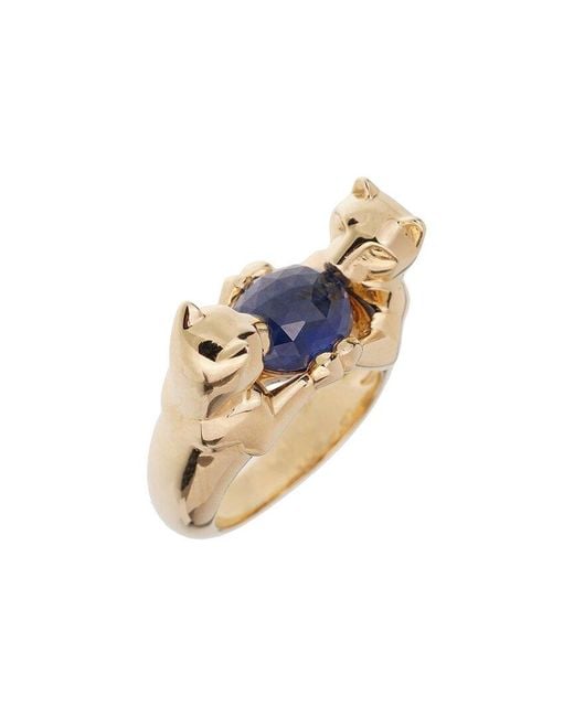Cartier White 18K 3.95 Ct. Tw. Sapphire Double Panthere Ring (Authentic Pre-Loved)