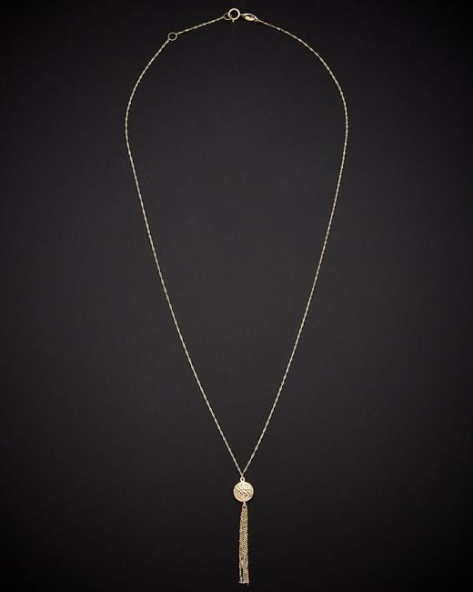 Italian Gold Black 14k Tassel Necklace