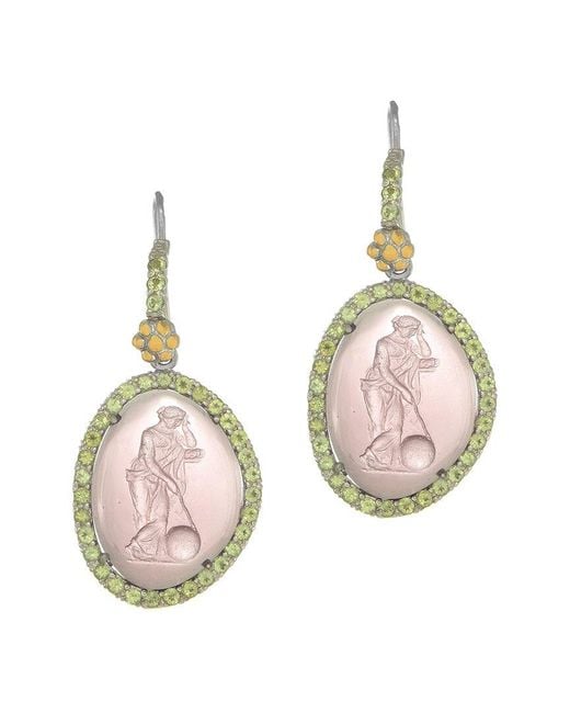 Phillip Gavriel Pink 18k & Silver Peridot Venetian Glass Drop Earrings
