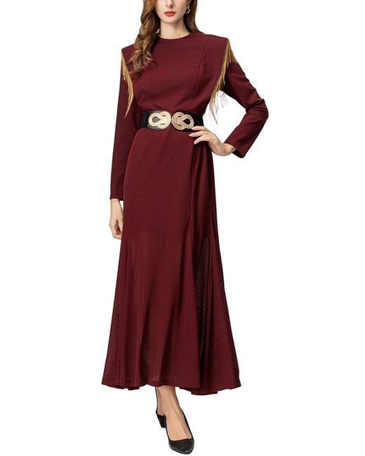 BURRYCO Red Solid Maxi Dress