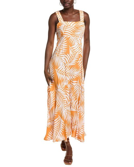 Vince Camuto Metallic Square Neck Tiered Maxi Dress