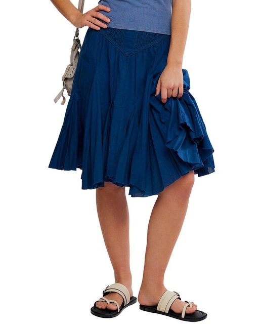 Free People Blue Frida Godet Skirt