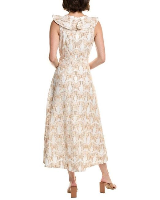 MILLY Natural Poplin Foliage Dress