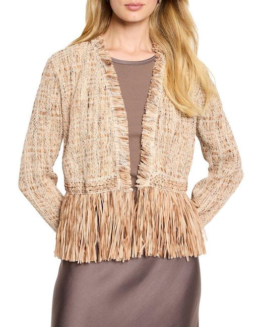 NIC+ZOE Natural Iconic Cork Fringe Knit Jacket