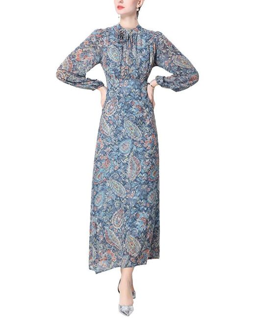Kaimilan Blue Printed Maxi Dress