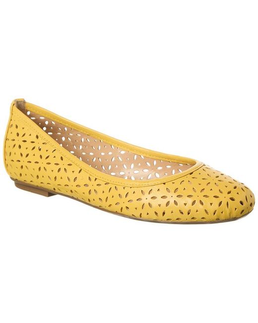 French Sole Yellow Leyla Laser Cut Leather Flat