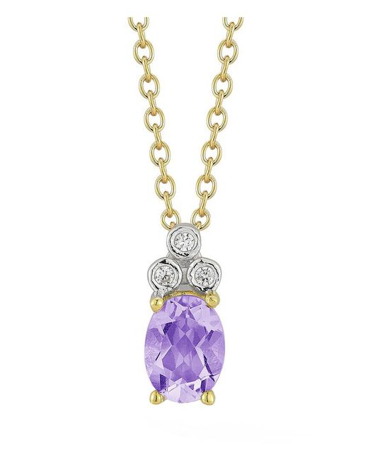 Reiss Multicolor 14k 1.19 Ct. Tw. Diamond & Amethyst Necklace
