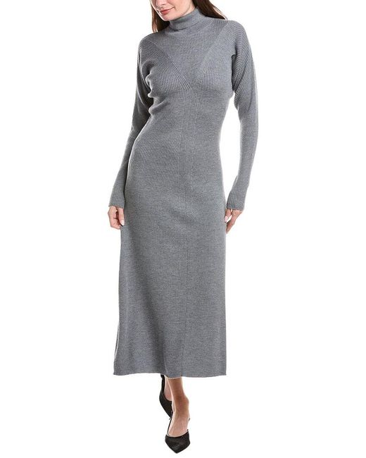 Boss Gray Forbini Wool Sweaterdress