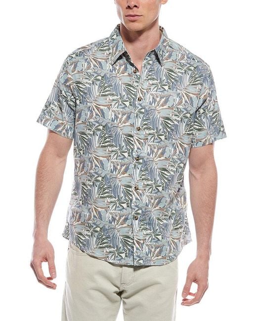 Report Collection Gray Tropical Linen-Blend Shirt for men