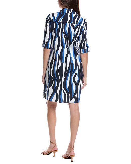 Joseph Ribkoff Blue Front Pleat Polo Dress