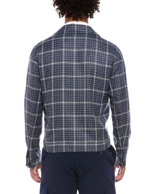 Isaia Blue Portofino Wool, Silk & Linen-Blend Jacket for men