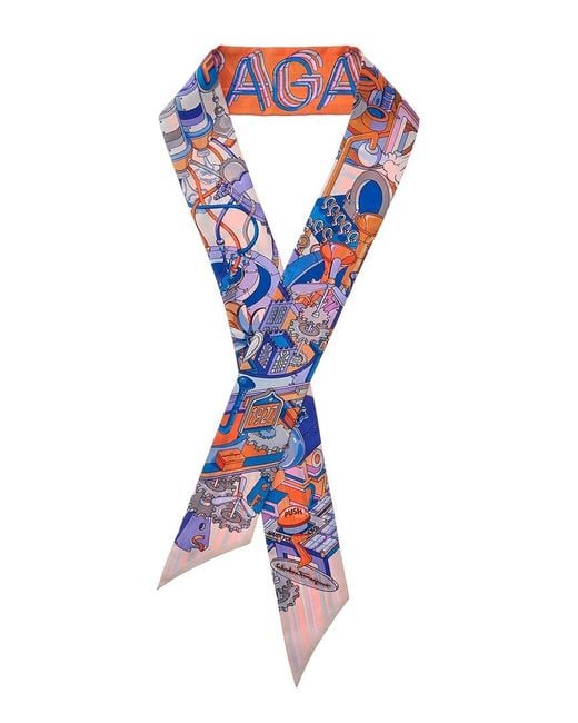 Ferragamo Orange Manovia Printed Silk Scarf
