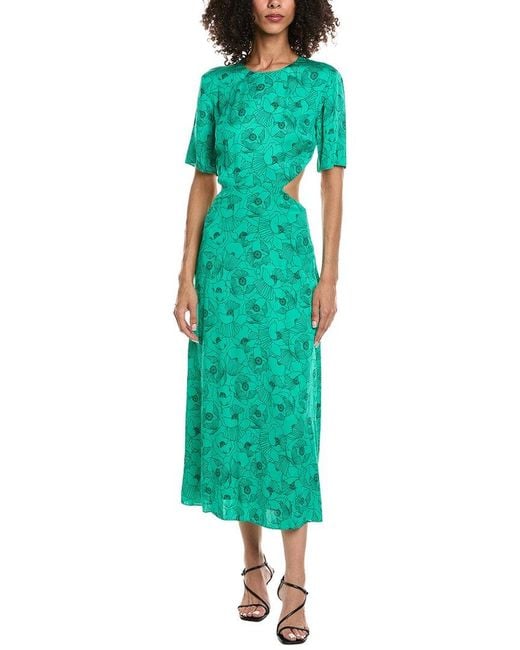 The Kooples Green Graphic Poppies Maxi Dress