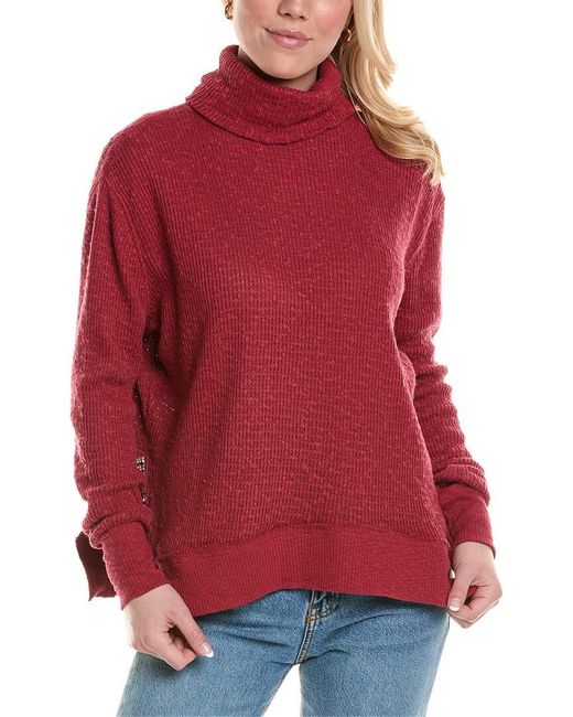 Free People Red Tommy Turtleneck Pullover
