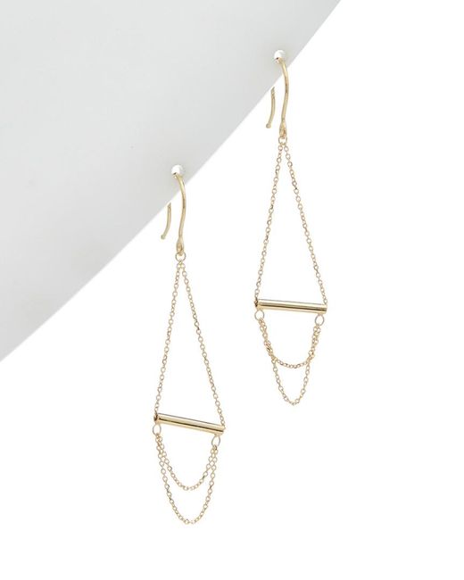 Italian Gold White 14k Tube Chandelier Earrings