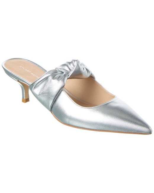 Stuart Weitzman White Solange Leather Mule