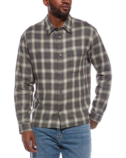 FRAME Gray Straight Hem Plaid Shirt for men