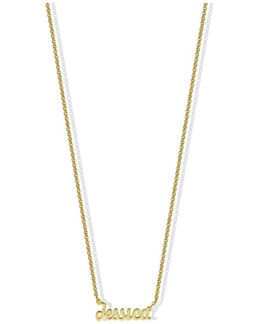 Argento Vivo Metallic 18k Over Silver Jessica Script Necklace