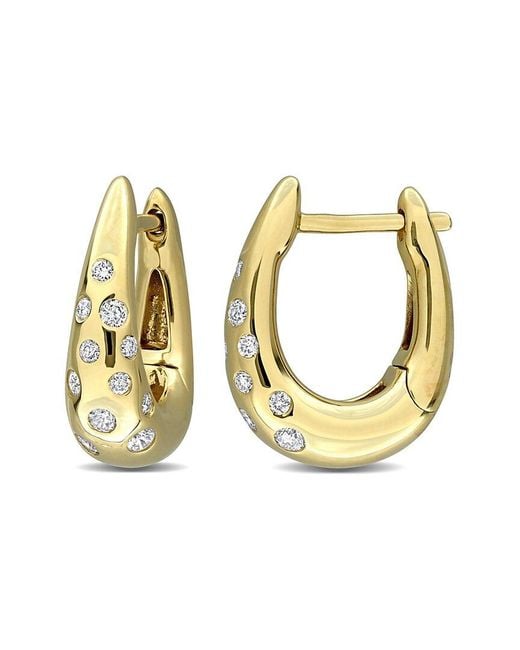Rina Limor Metallic 14K 0.28 Ct. Tw. Diamond Hoop Earrings