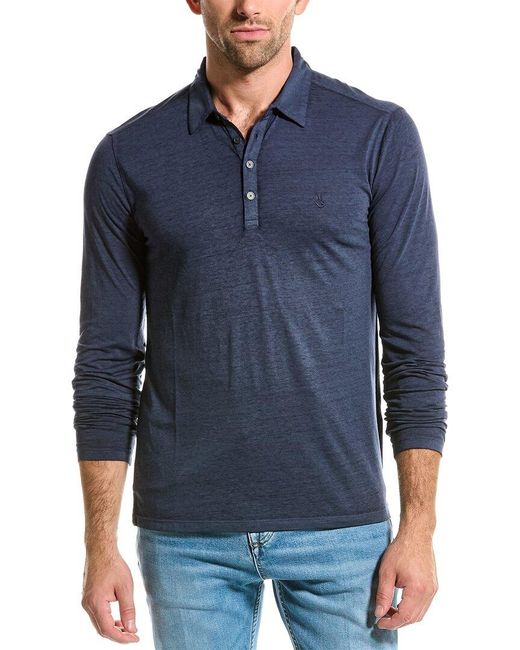 John Varvatos Blue Marty Burnout Polo Shirt for men