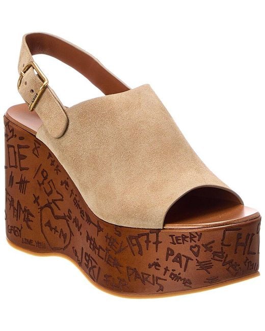 Chloé Brown Maxime Suede Wedge Sandal