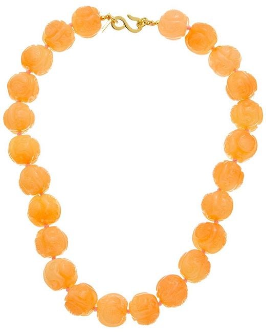 Kenneth Jay Lane Orange Plated Beaded Necklace