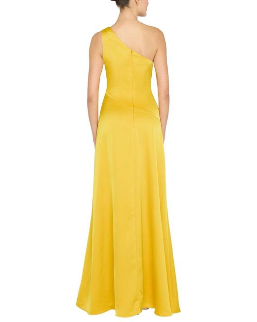 THEIA Yellow Gloria Twist A-Line Gown